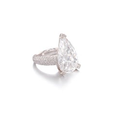 3 Carat Pear Statement Brilliant White VS 14K White Gold Everyday Royalty