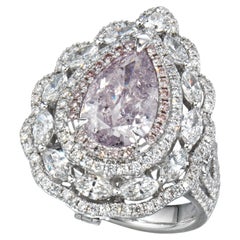 3 Carat Pear Statement Fancy pink 14K White Gold Rare Fancy-Color Splendour