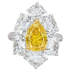 3 Quilates Pera Declaración Fancy Amarillo  Reliquia Real  Anillo de diamantes