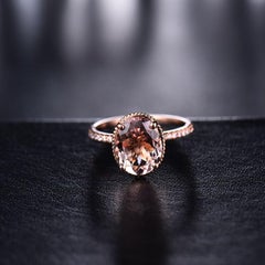 3 Carat Pink Morganite Diamond Ring 14 Karat Rose Gold