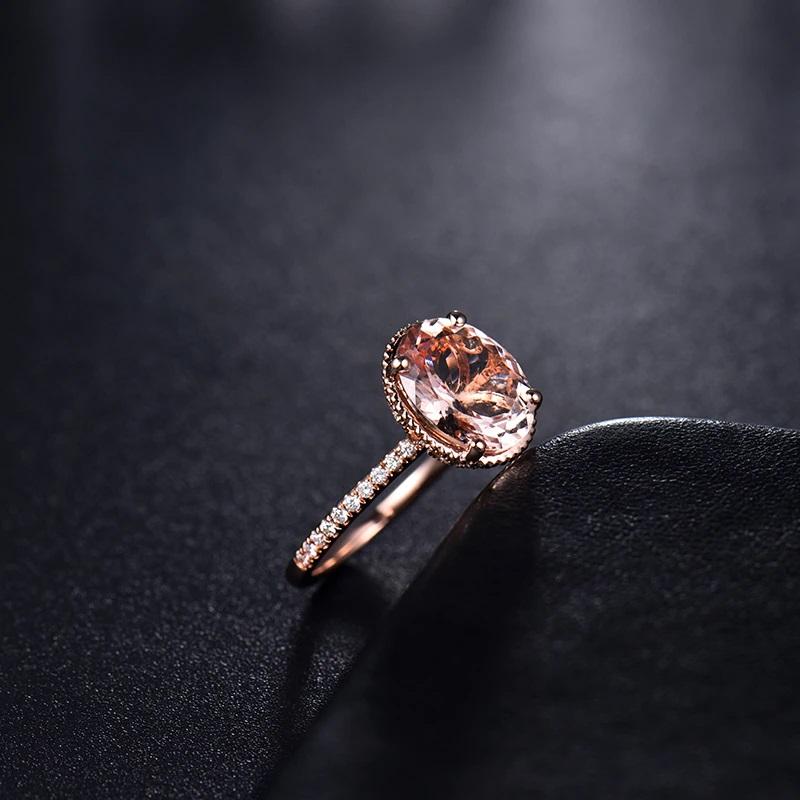 Contemporary 3 Carat Pink Morganite Diamond Ring 14 Karat Rose Gold For Sale