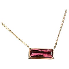 3 Carat Pink Tourmaline Box Pendant, 14K Rose Gold by Ellie Thompson