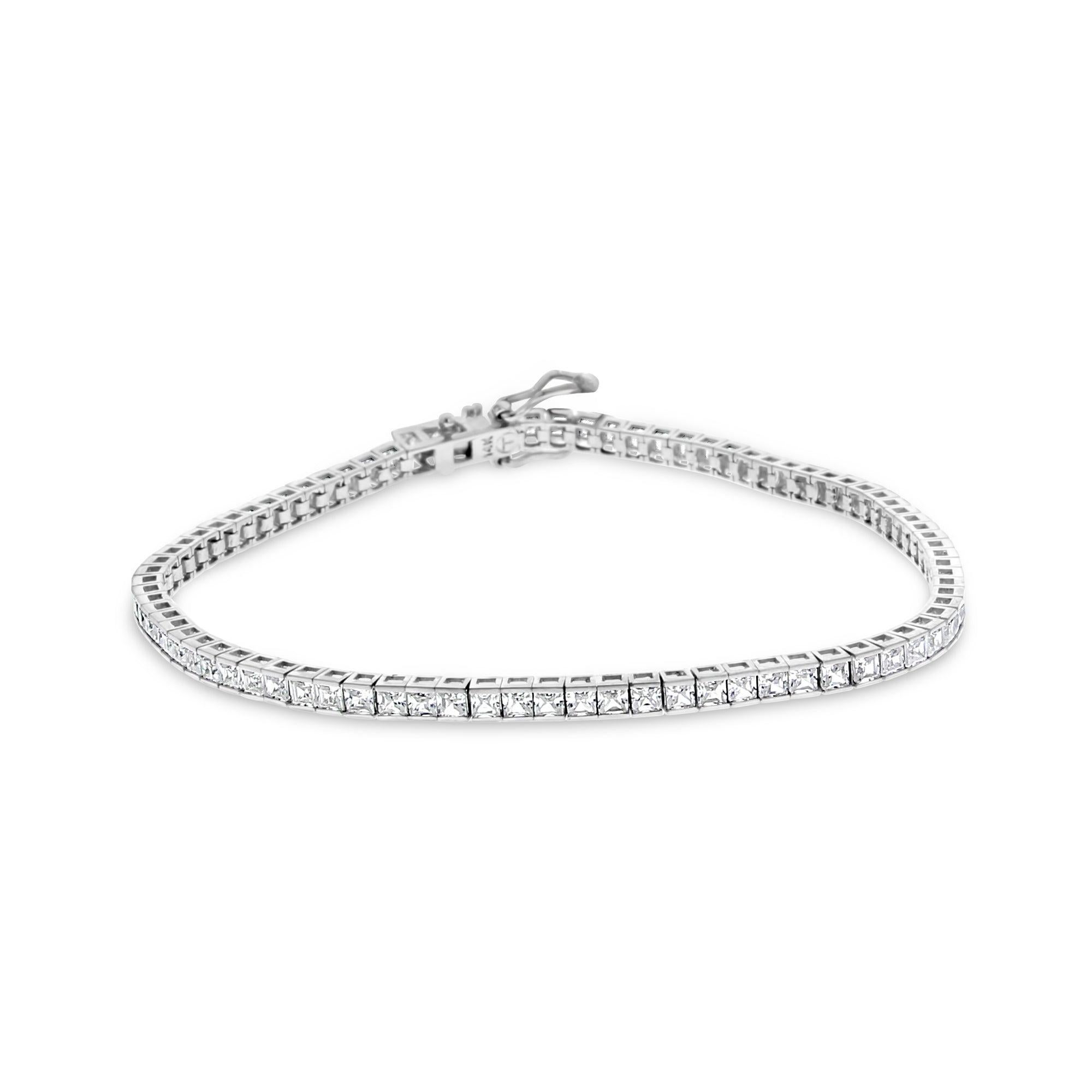 Taglio princess Bracciale tennis con canale di zirconia cubica da 3 carati con taglio principessa in vendita