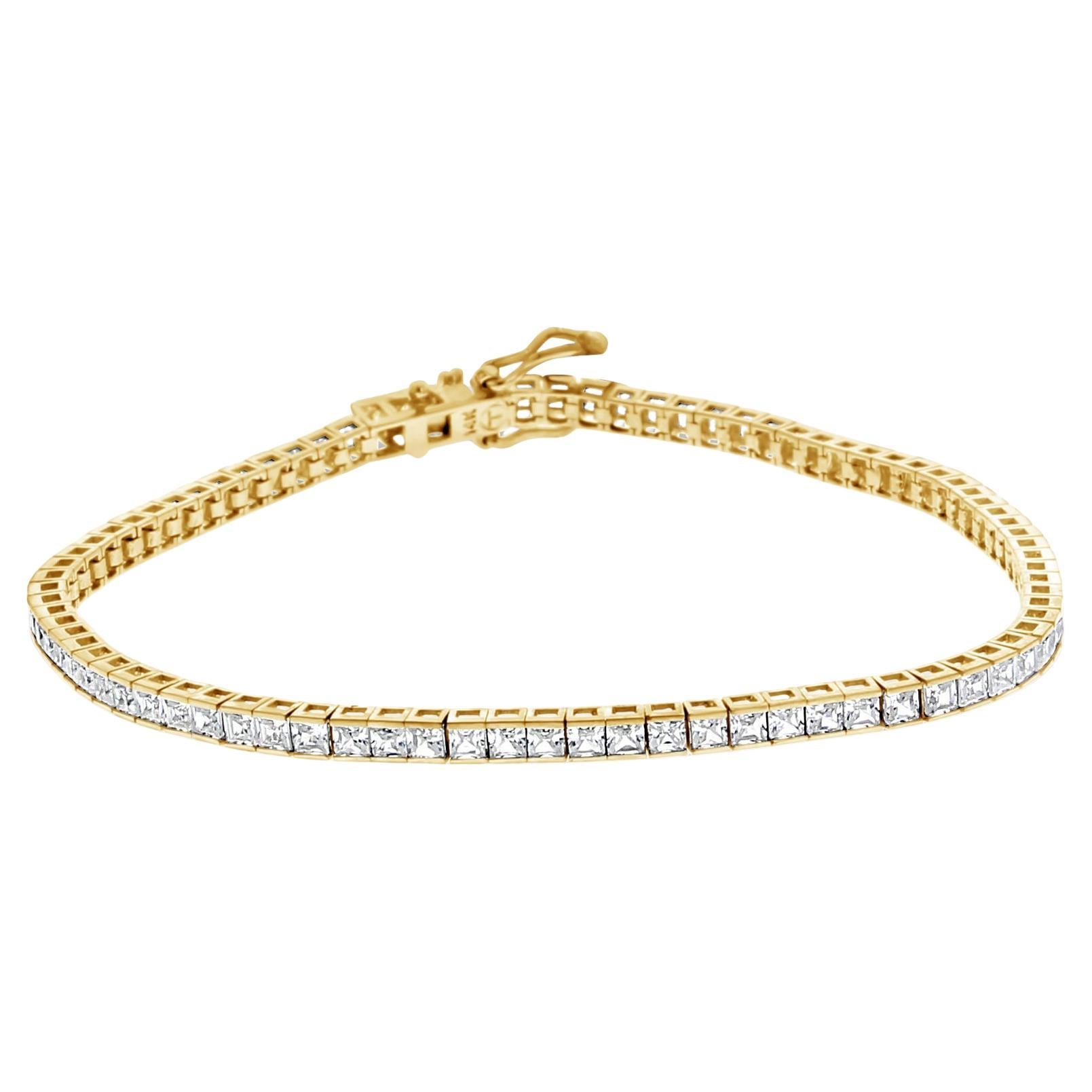 3 Carat Princesse Cubic Zirconia Channel Tennis Bracelet