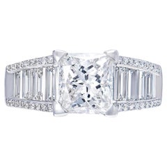 Verlobungsring mit 3 Karat Diamanten im Prinzessinnenschliff, zertifiziert G VS2