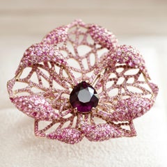 4 Carat Intense Rubelite Pink Sapphire 18 Karat Rose Gold Orchid Cocktail Ring