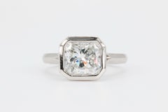 3 Carat Radiant Cut Diamond Bezel Set in Platinum Ring