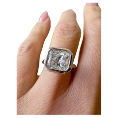 Used 3 Carat Radiant Cut Diamond Bezel Set in Platinum Ring