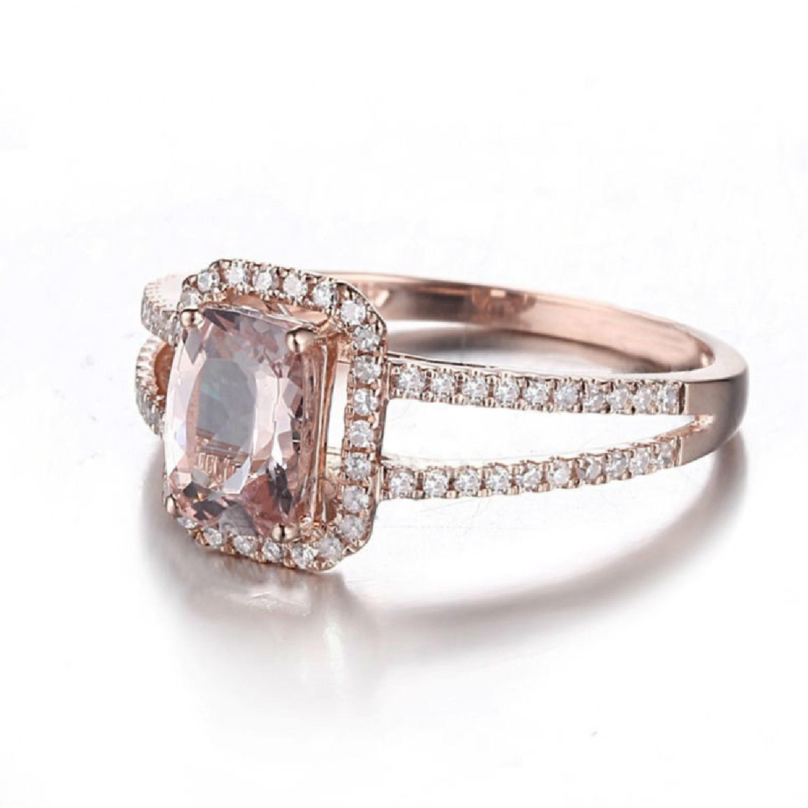 For Sale:  3 Carat Radiant Cut Pink Morganite Bridal Engagement Ring for Her Statement Ring 2