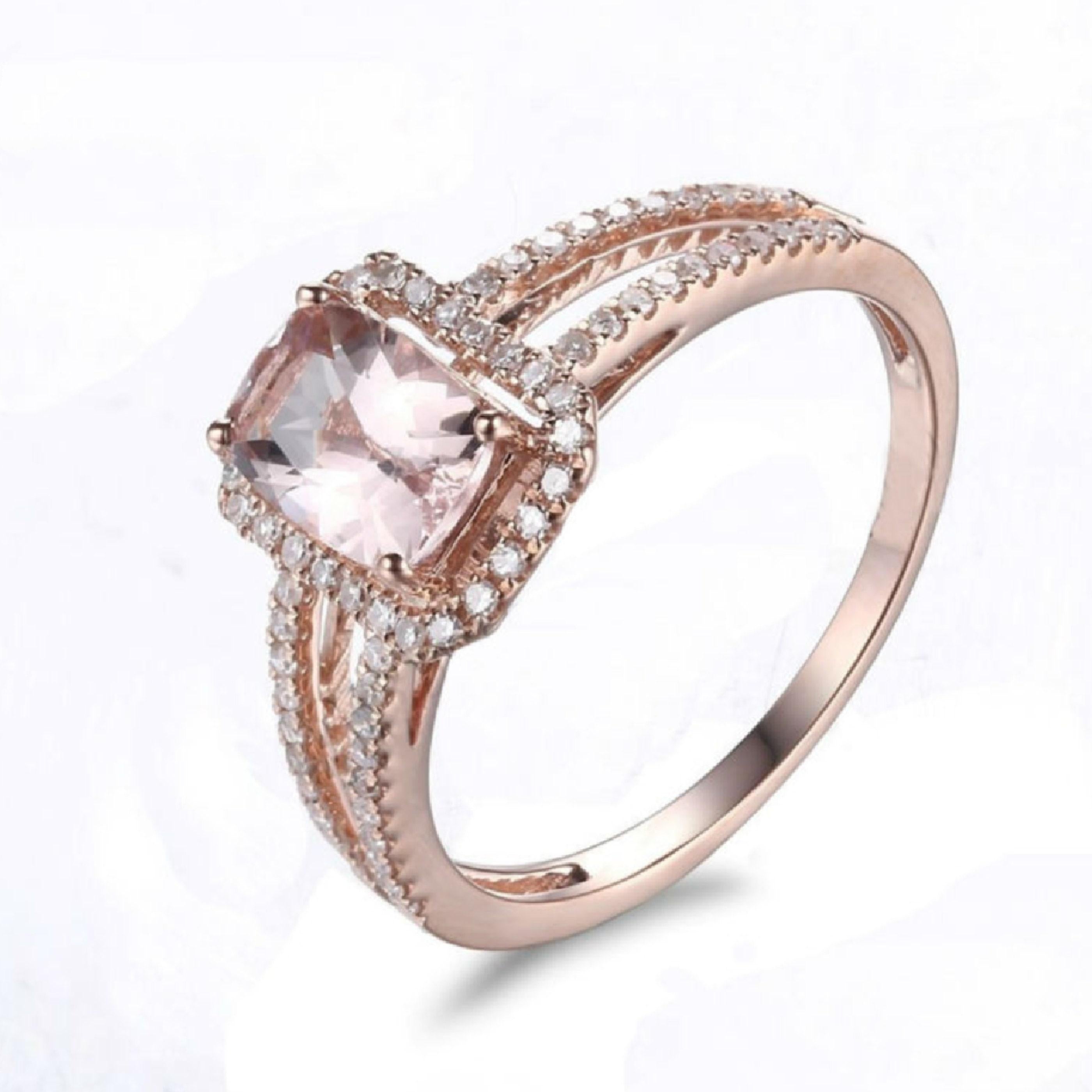 For Sale:  3 Carat Radiant Cut Pink Morganite Bridal Engagement Ring for Her Statement Ring 3