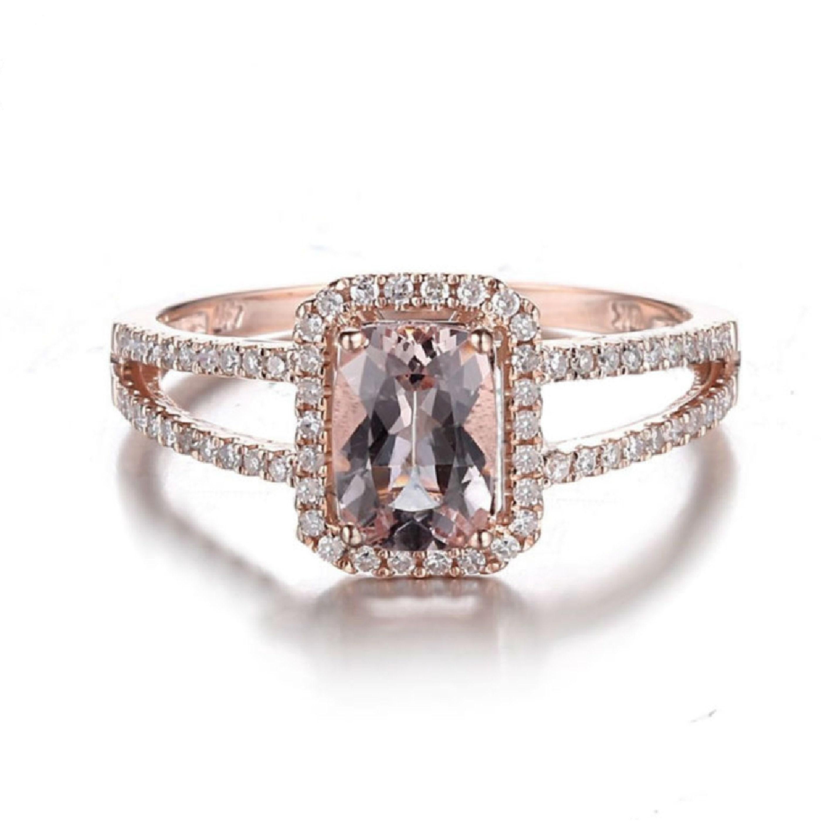 For Sale:  3 Carat Radiant Cut Pink Morganite Bridal Engagement Ring for Her Statement Ring 4