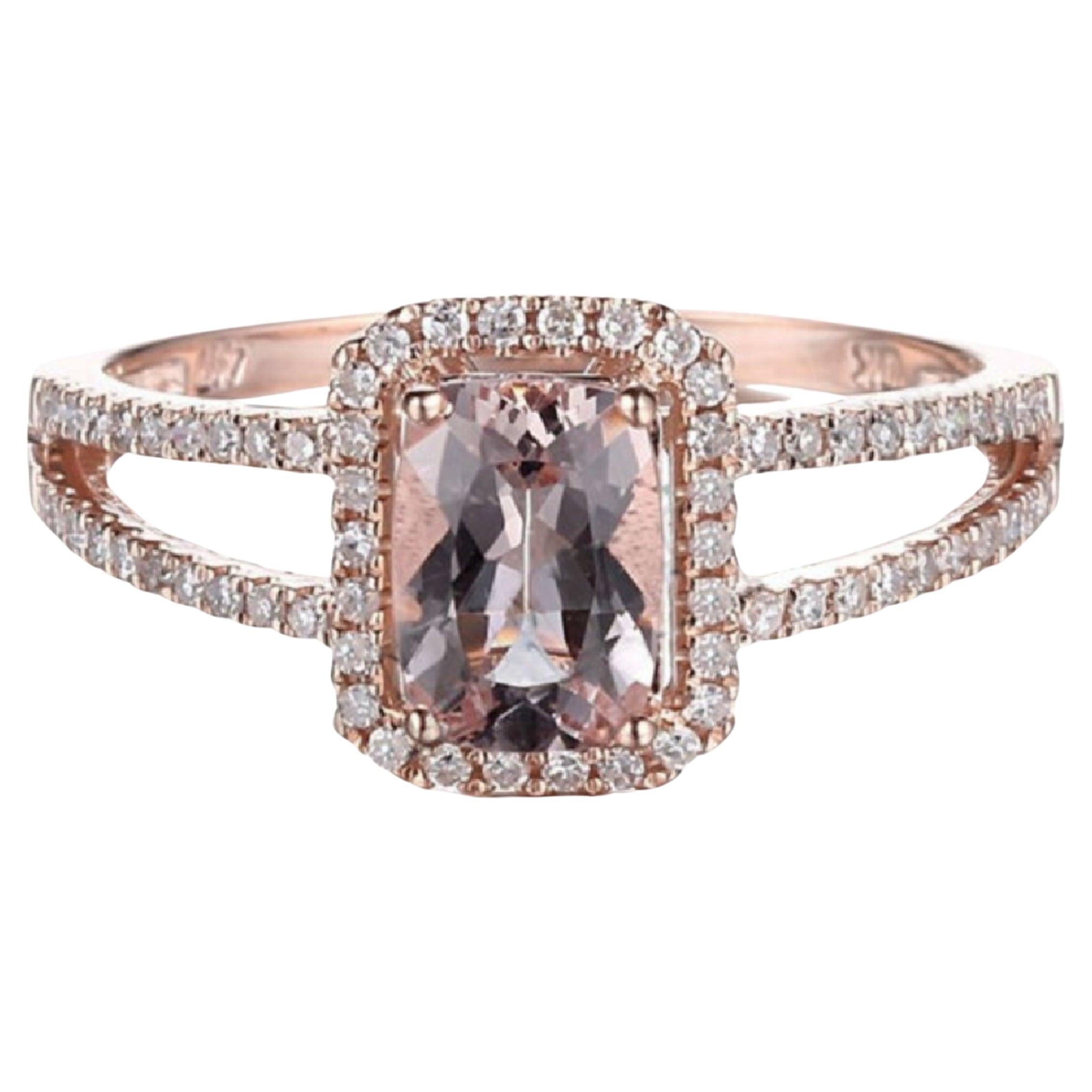 For Sale:  3 Carat Radiant Cut Pink Morganite Bridal Engagement Ring for Her Statement Ring