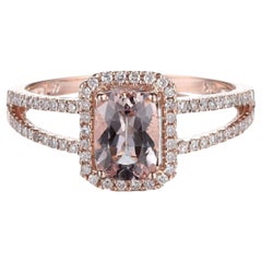 3 Carat Radiant Cut Pink Morganite Bridal Engagement Ring for Her Statement Ring