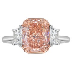 3 Carat Radiant Diamond Ring Fancy brown pink Gold Colour-Collector’s Treasure