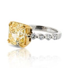 3 Carat Radiant Diamond Ring Fancy Yellow 14K Gold A Crown-Worthy Fancy Rarity