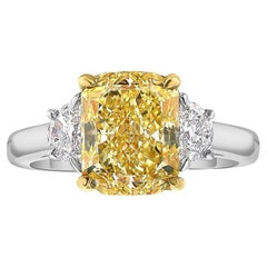 3 Karat Radiant Diamantring Fancy Gelb 14K Gold Eine kronenwürdige Fancy Rarität