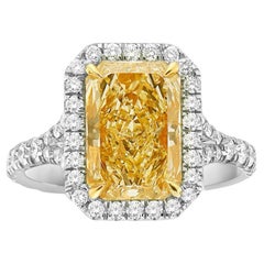 3 Carat Radiant Diamond Ring Fancy Yellow 14K Gold Colour-Collector’s Treasure