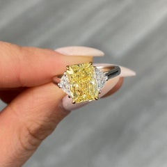 3 Karat Radiant Diamantring Fancy Gelb 14K Gold Seltene Fancy-Color Pracht