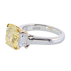 3 Carat Radiant Diamond Ring Fancy Yellow SI 14K White Gold