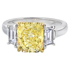 3 Carat Radiant Diamond Ring Fancy Yellow SI 14K White Gold