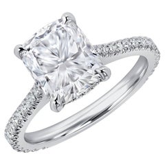 3 Carat Radiant Halo Diamond Ring Brilliant White 18K Gold Effortless Elegance