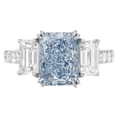 3 Carat Radiant Statement Fancy blue  Diamond Ring Colour-Collector’s Treasure