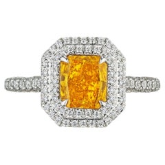 3 Carat Radiant Statement Fancy Yellow 14K White Gold Sunlit Royal Radiance