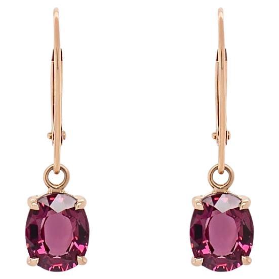 3 Carat Rhodolite Dangle Earrings in 18k Rose Gold