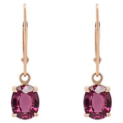 3 Carat Rhodolite Dangle Earrings in 18k Rose Gold