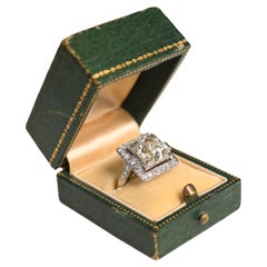 Art Deco 3 Carat Engagement Ring. Old European Cut Diamond Square Halo Ring KVS1