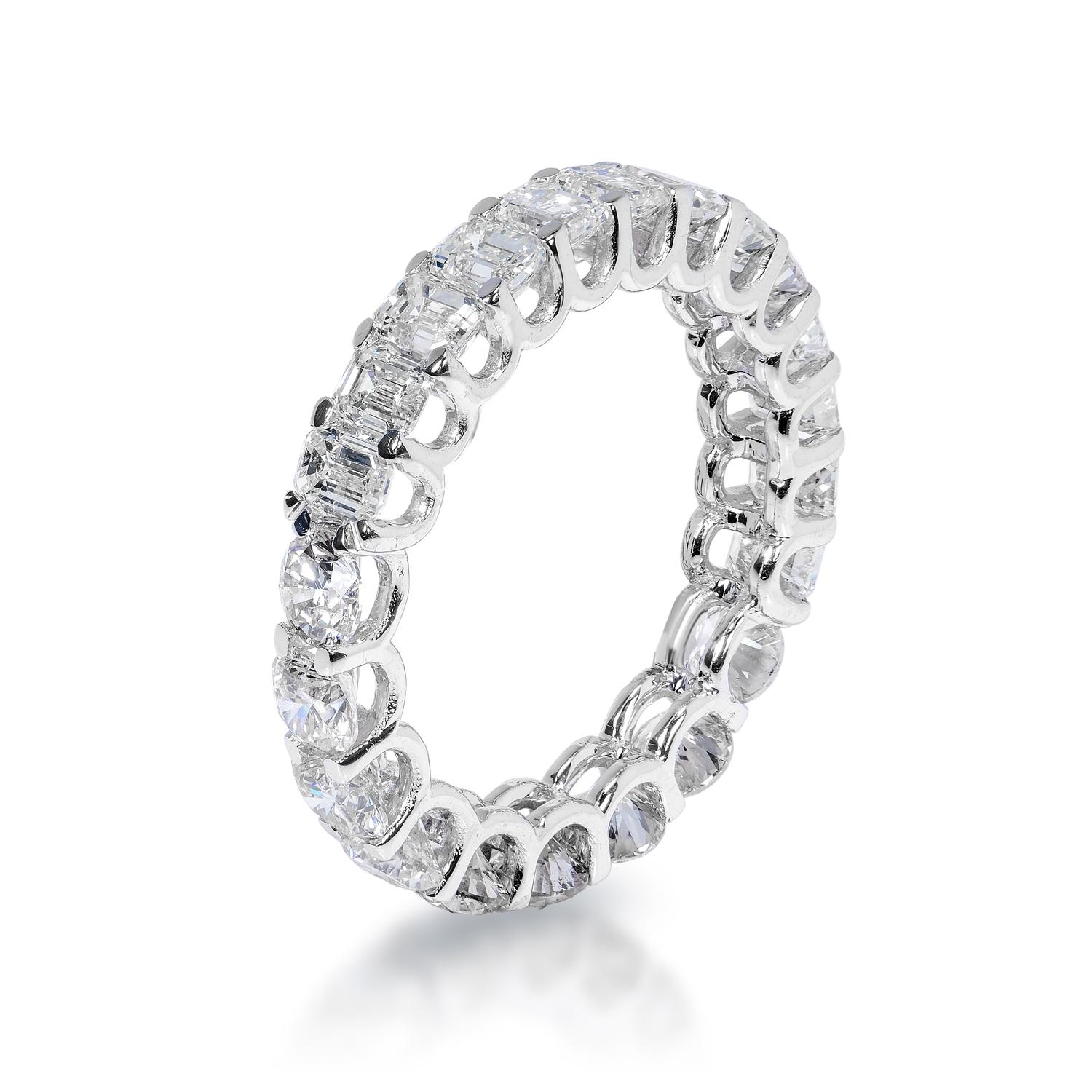 Anaya 3 Carat Undecided Eternity Band With Round and Emerald Cut  in 14k White Gold U-Shape Shared Prong

Eternity Band Diamond:
Carat Weight: 3.27 Carats
Style: Round and Emerald Cut

Setting: U-shape Shared Prong
Metal: 14 Karat White Gold

Total