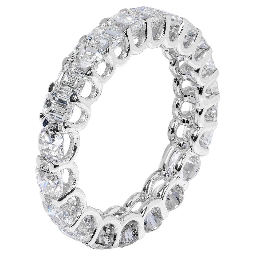 3 Carat Round and Emerald Cut Diamond Eternity Band Certified For Sale