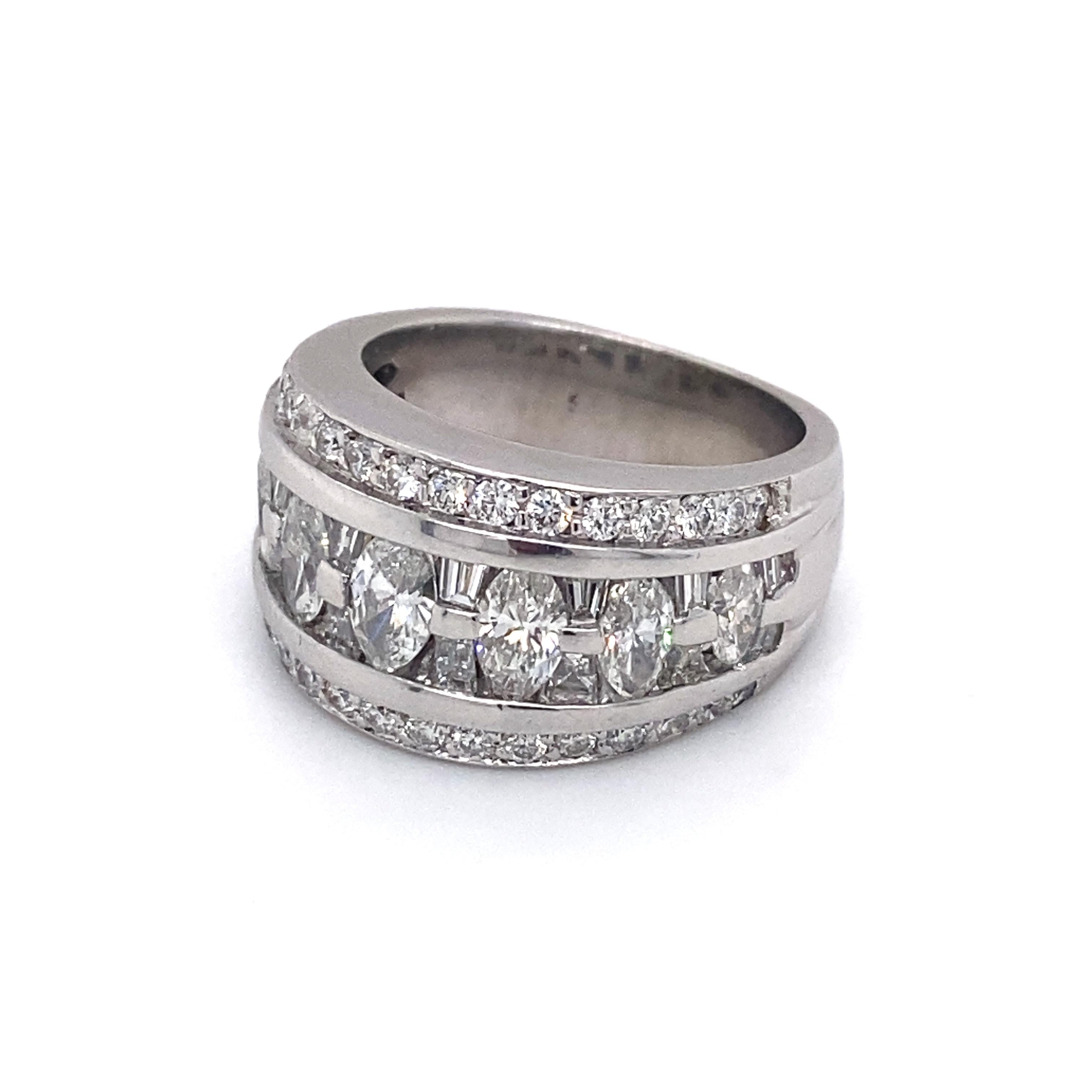 Marquise Cut 3 Carat Round and Marquise Diamond Band in Platinum