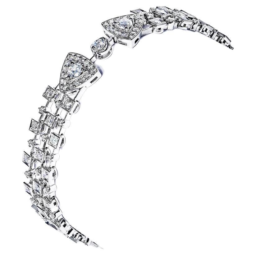 3  Carat Round Brilliant 3 Row Diamond Bracelet Certified