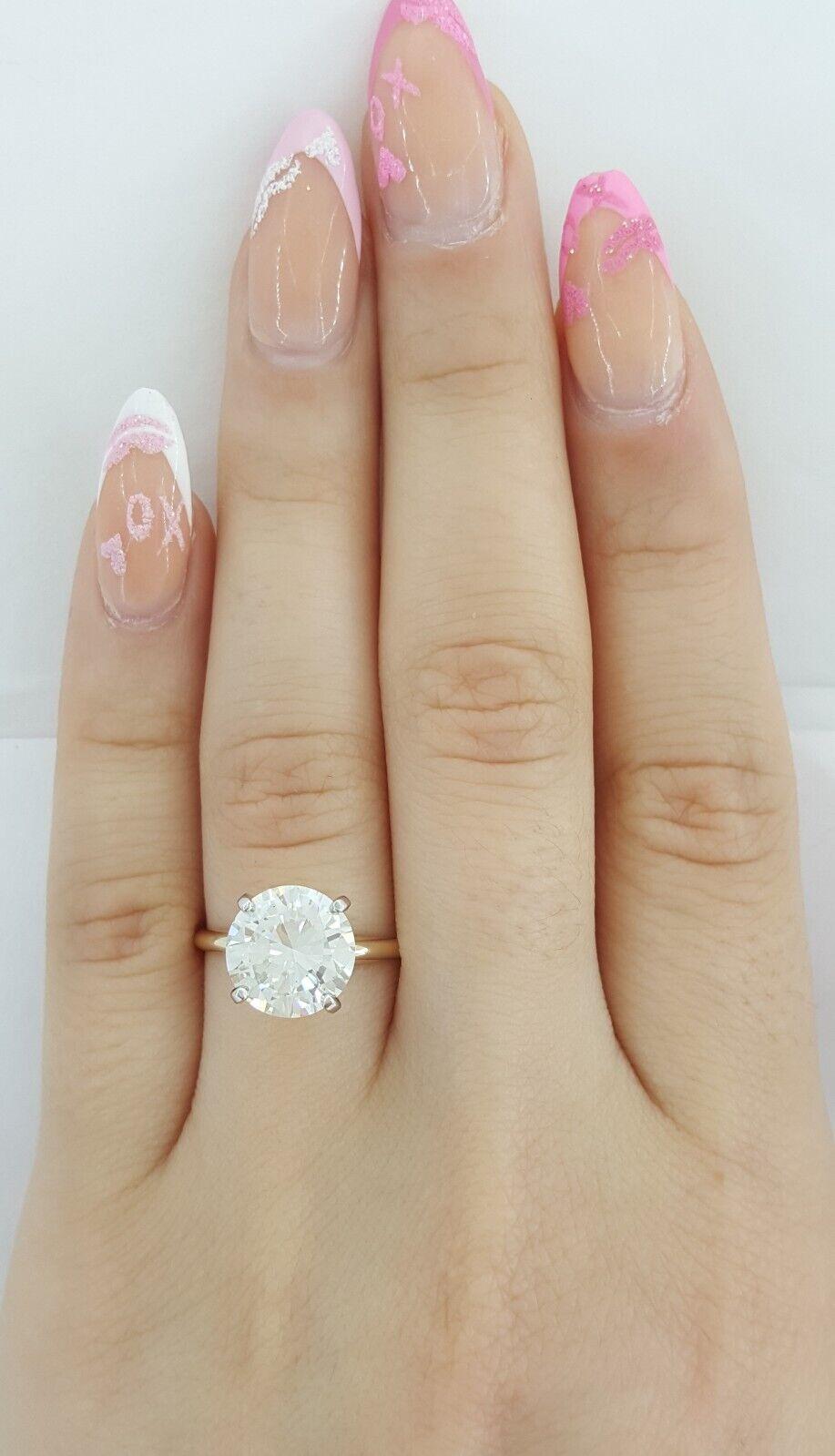 3 Carat Round Brilliant Cut Diamond 14k Yellow Gold Engagement Ring For Sale 1