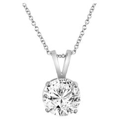 3 Carat Round Brilliant Cut Diamond Solitaire Pendant 14 Karat Gold 3 Carat Round Brilliant Cut Diamond Solitaire Pendant 14 Karat Gold