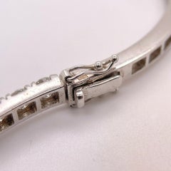 3 Carat Round Brilliant Diamond 14k White Gold Bangle Bracelet