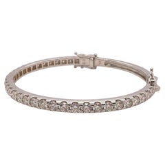 3 Carat Round Brilliant Diamond 14k White Gold Bangle Bracelet