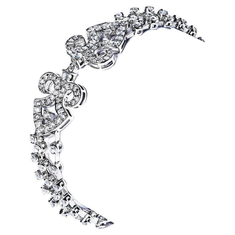 Bracelet à 3 rangées de diamants ronds et brillants de 3 carats certifiés en vente