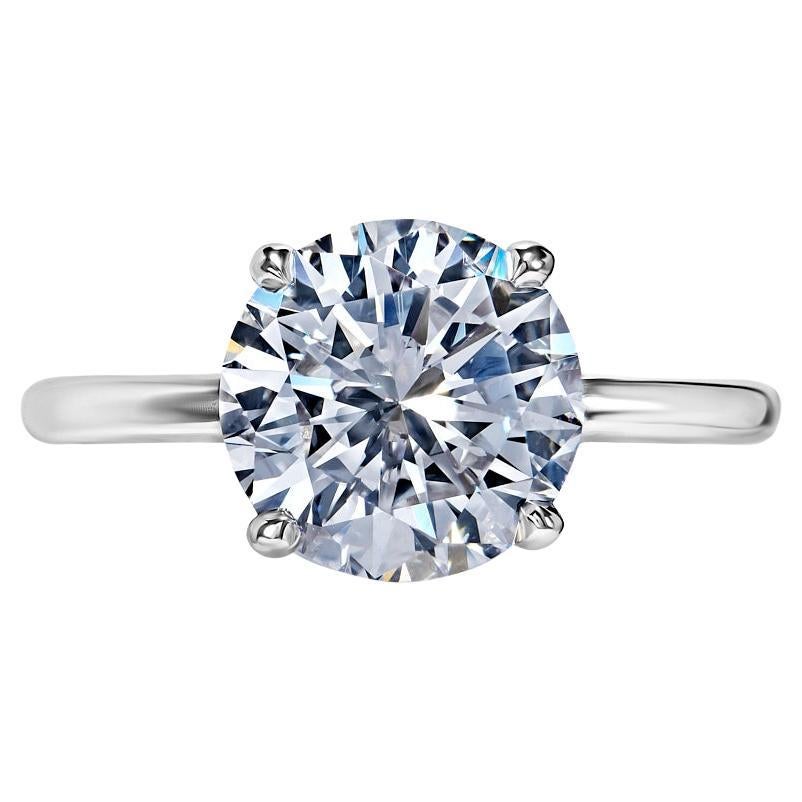 3 Carat Round Brilliant Diamond Engagement Ring Certified D VS2 For Sale