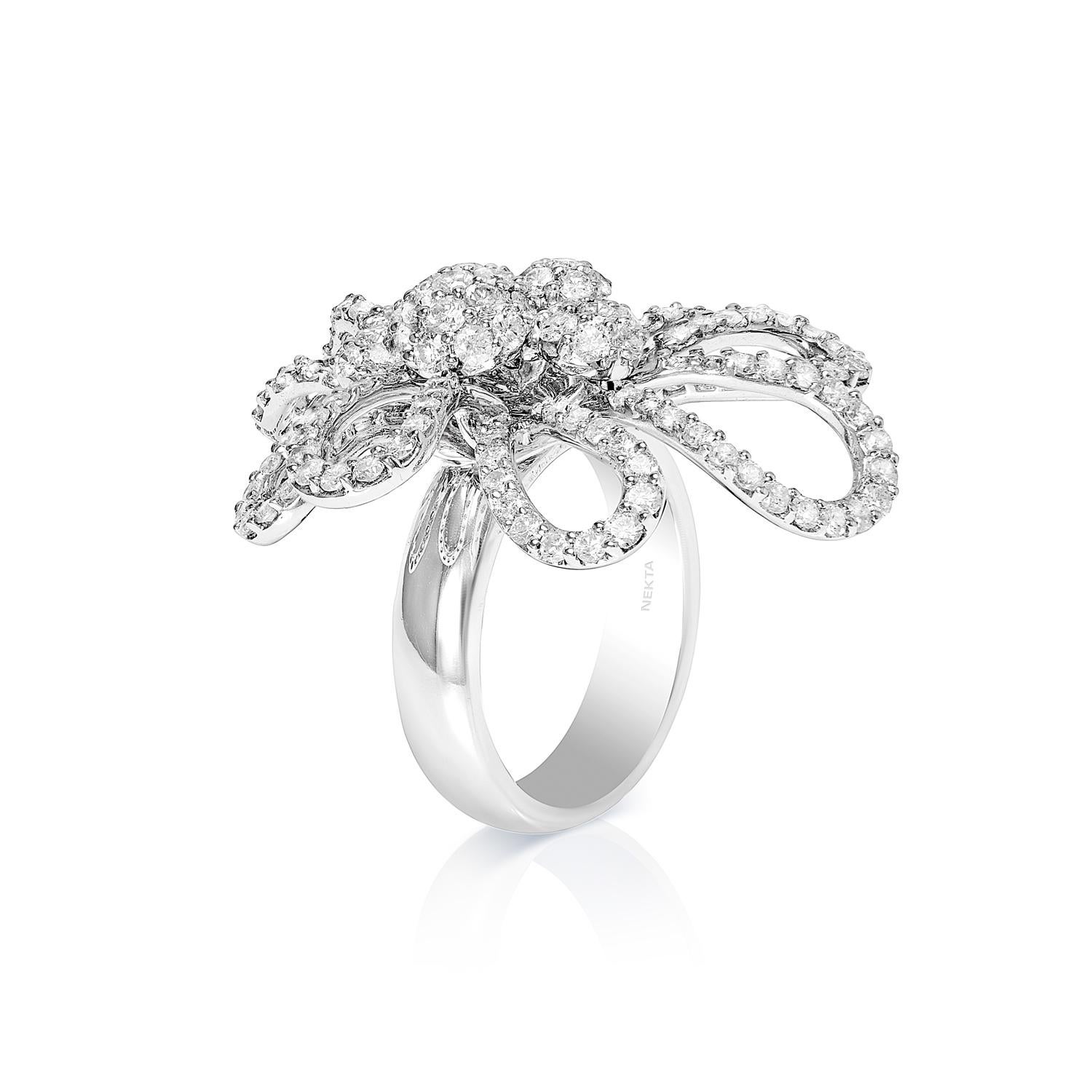 Round Cut Adley 3 Carat Round Brilliant Diamond Cocktail Ring Certified For Sale