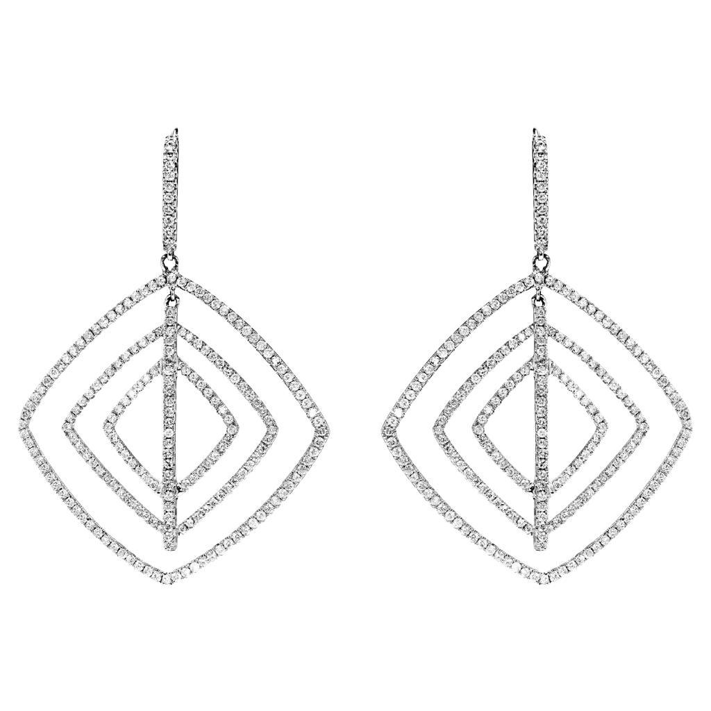 3 Carat Round Brilliant Diamond Hanging Earrings Certified For Sale