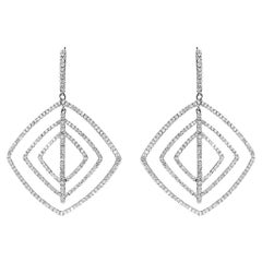 3 Carat Round Brilliant Diamond Hanging Earrings Certified
