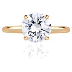 3 Carat Round Brilliant Diamond Ring Brilliant White 14K White Gold