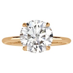 3 Carat Round Brilliant Diamond Ring Brilliant White 14K White Gold Quiet Power