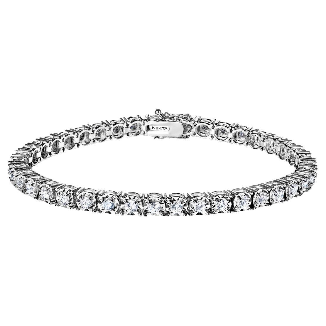 Bracelet tennis à rangée unique de diamants ronds et brillants de 3 carats certifiés
