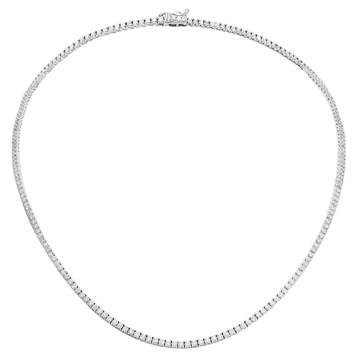 3 Carat Round Brilliant Diamond Tennis Necklace Certified For Sale