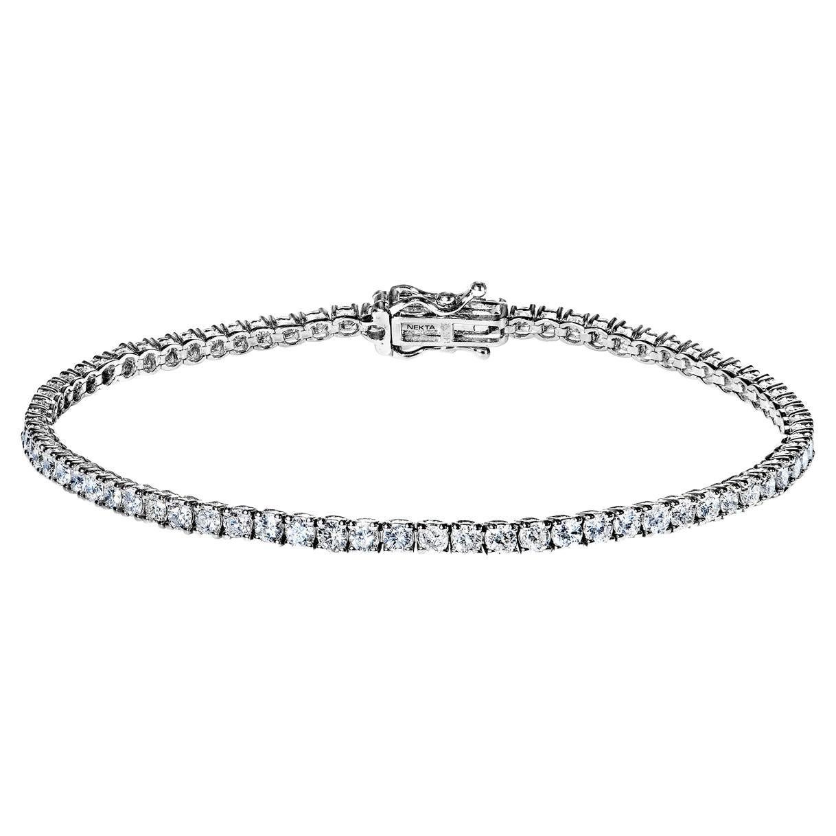 3 Carat Round Brilliant Single Row Diamond Tennis Bracelet Certified