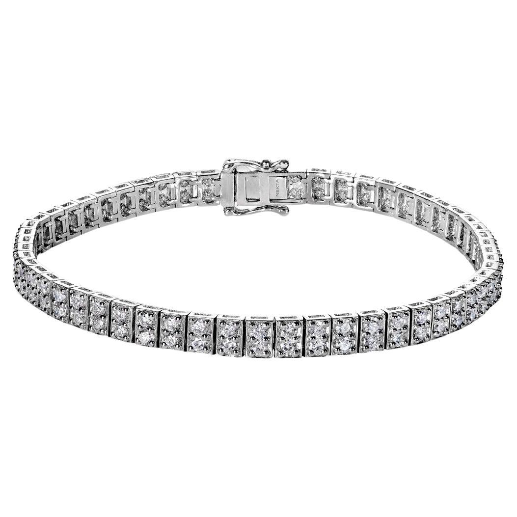 Bracelet tennis à rangée unique de diamants ronds et brillants de 3 carats certifiés