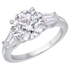 3 Carat Round Brilliant Statement Brilliant White 18K Gold Effortless Elegance